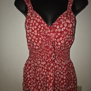 Chic Red Floral Women's Blouse